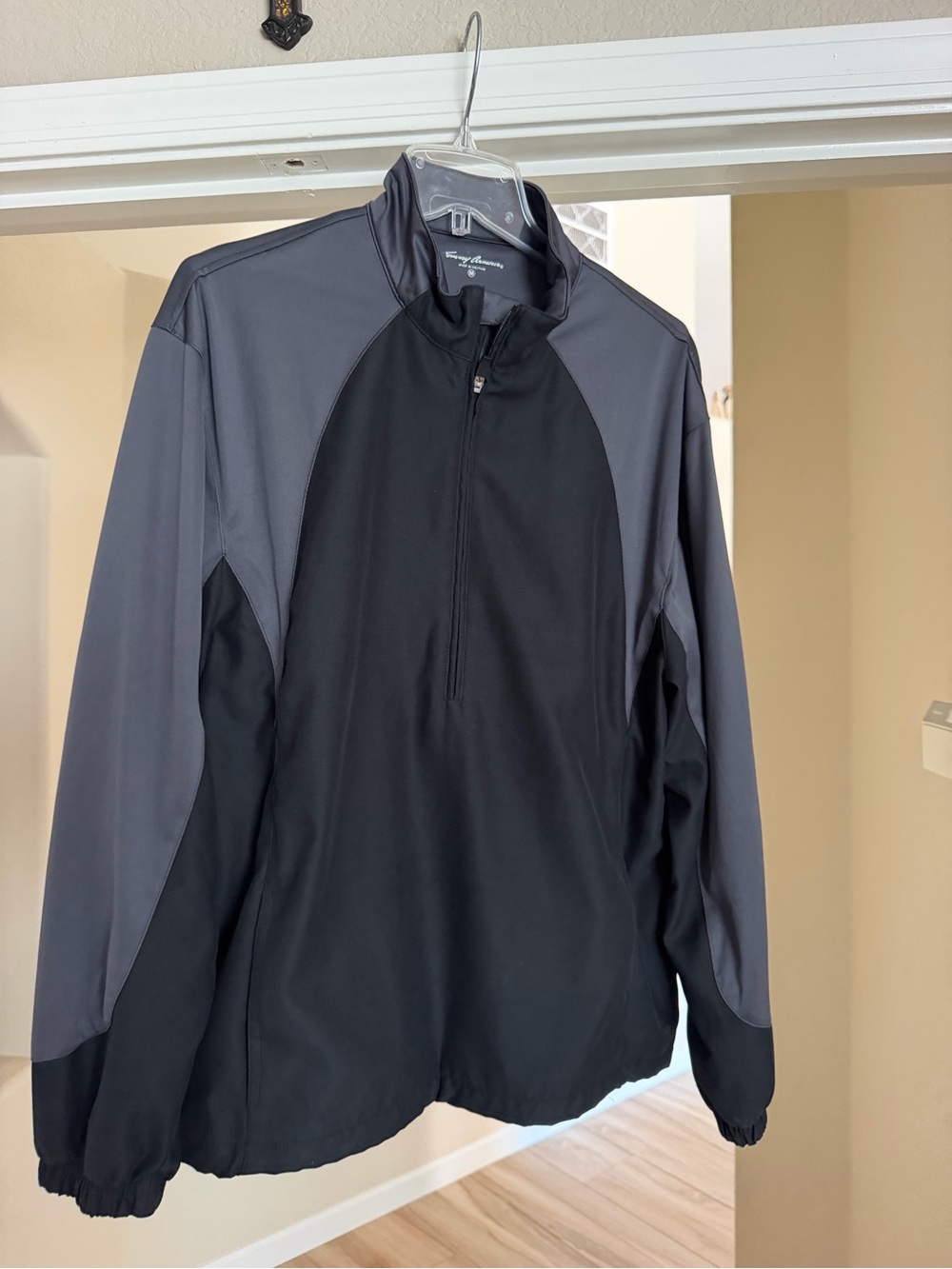 Men's Lightweight Half-Zip Shirt Jacket - Black & Gray - Picture 2 of 10